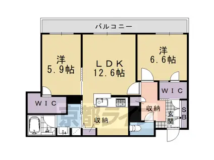 シャーメゾン ル・ボヌール(2LDK/2階)の間取り写真