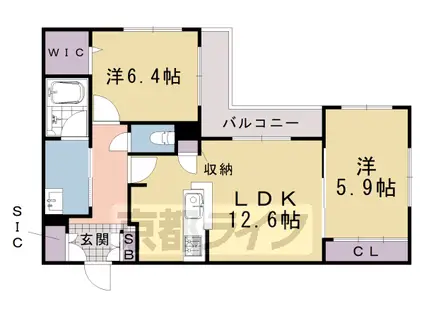 阪急電鉄嵐山線 上桂駅 徒歩5分 3階建 新築(2LDK/3階)の間取り写真