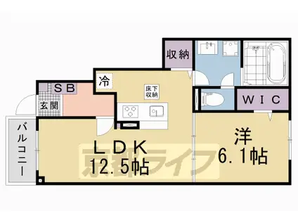 ヒカルサ大津唐崎Ⅰ(1LDK/1階)の間取り写真
