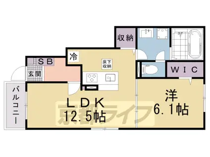 ヒカルサ大津唐崎Ⅰ(1LDK/1階)の間取り写真