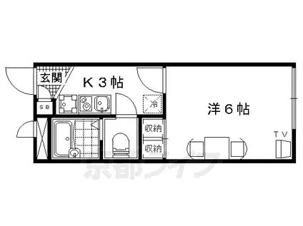 京都市東西線 石田駅(京都市営) 徒歩22分 2階建 築22年(1K/1階)の間取り写真