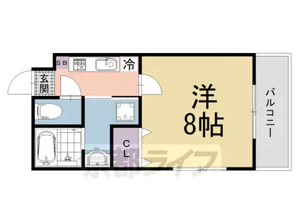 京都市烏丸線 くいな橋駅 徒歩9分 5階建 築1年(1K/4階)の間取り写真