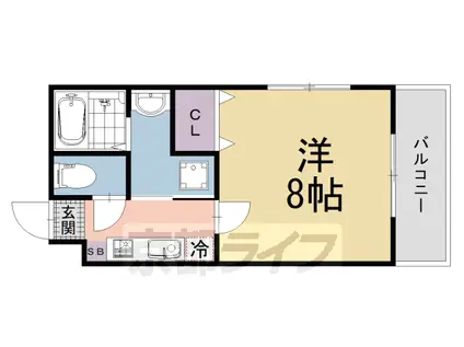 京都市烏丸線 くいな橋駅 徒歩9分 5階建 築1年(1K/5階)の間取り写真