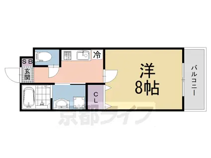 京都市烏丸線 くいな橋駅 徒歩9分 5階建 築1年(1K/4階)の間取り写真