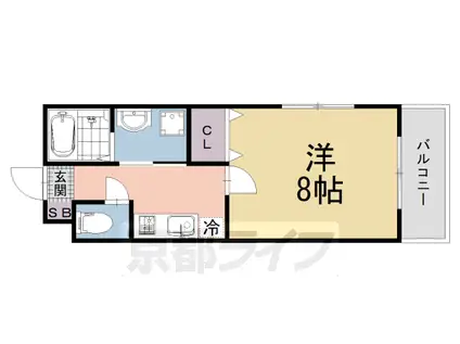 京都市烏丸線 くいな橋駅 徒歩9分 5階建 築1年(1K/4階)の間取り写真