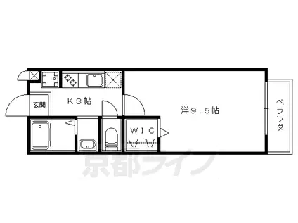 東海道本線 山科駅 徒歩2分 2階建 築20年(1K/1階)の間取り写真