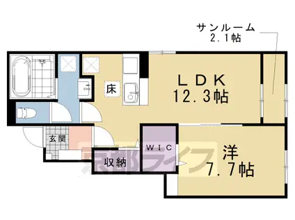 エル・ソラーレⅠ(1LDK/1階)の間取り写真
