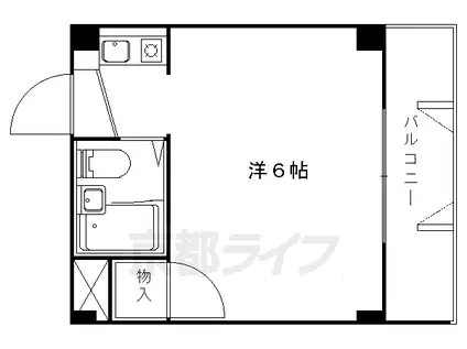 京都市東西線 小野駅(京都) 徒歩13分 4階建 築35年(1K/4階)の間取り写真