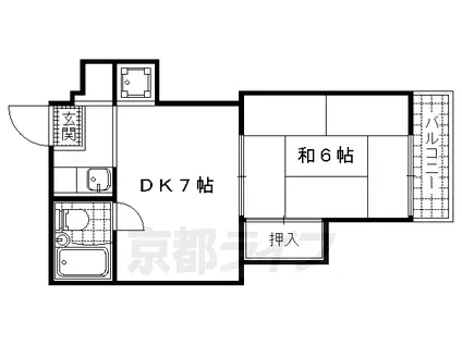 京都市東西線 椥辻駅 徒歩20分 3階建 築35年(1DK/3階)の間取り写真