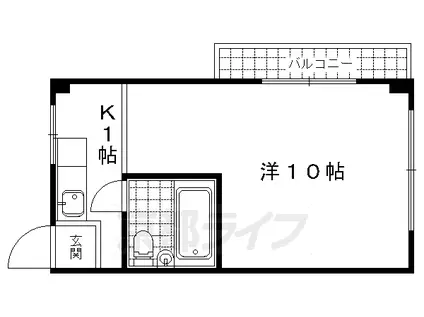 京都市東西線 椥辻駅 徒歩19分 5階建 築51年(1K/5階)の間取り写真