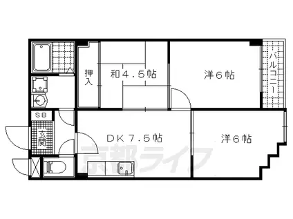 ハウスオブローゼⅢ(3DK/4階)の間取り写真