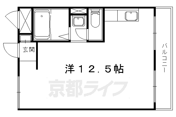 京都市東西線 御陵駅 徒歩2分 6階建 築54年(ワンルーム/6階)の間取り写真