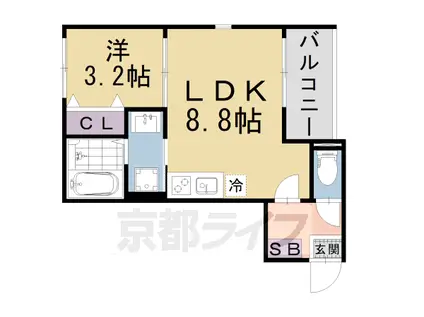 四ノ宮レジデンス(1LDK/1階)の間取り写真