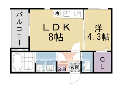 四ノ宮レジデンス(1LDK/2階)の間取り写真