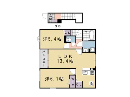 プラネット(2LDK/2階)の間取り写真