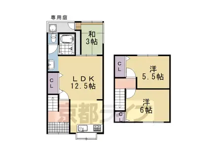 阪急電鉄京都線 洛西口駅 徒歩49分 2階建 築55年(3LDK)の間取り写真