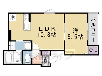 京阪電気鉄道京阪線 牧野駅 徒歩14分 3階建 築1年(1LDK/1階)の間取り写真