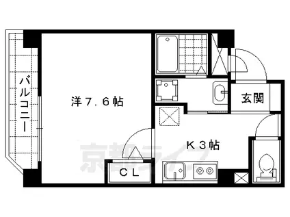 京都市東西線 東野駅(京都) 徒歩1分 6階建 築19年(1K/4階)の間取り写真
