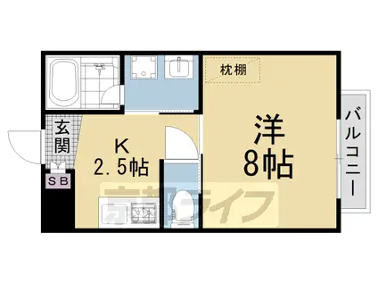 京阪電気鉄道京阪線 光善寺駅 徒歩10分 3階建 築2年(1K/3階)の間取り写真