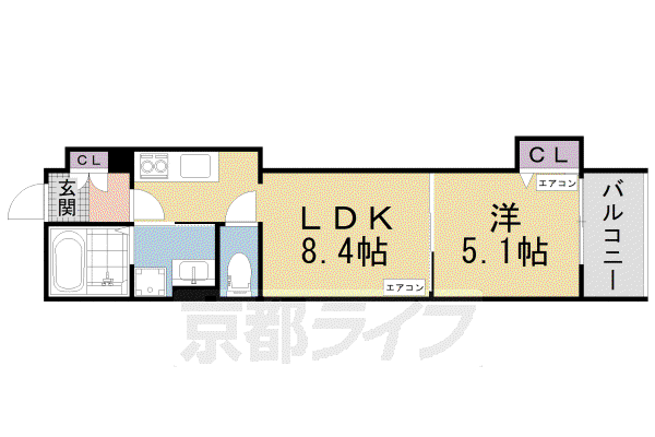片町線 長尾駅(大阪) 徒歩12分 3階建 築3年(1LDK/2階)の間取り写真