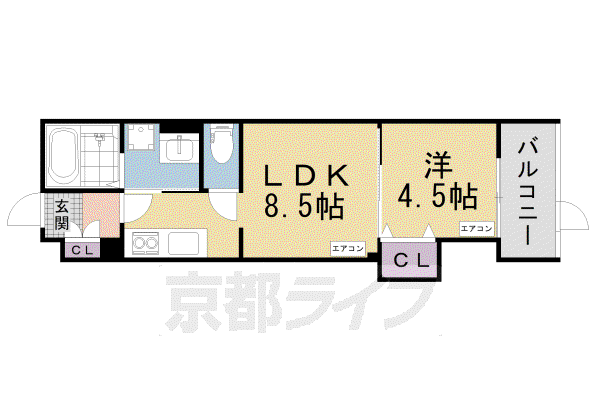 片町線 長尾駅(大阪) 徒歩12分 3階建 築3年(1LDK/2階)の間取り写真