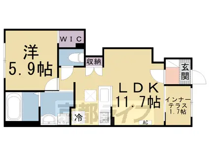 片町線 長尾駅(大阪) 徒歩6分 2階建 築3年(1LDK/1階)の間取り写真
