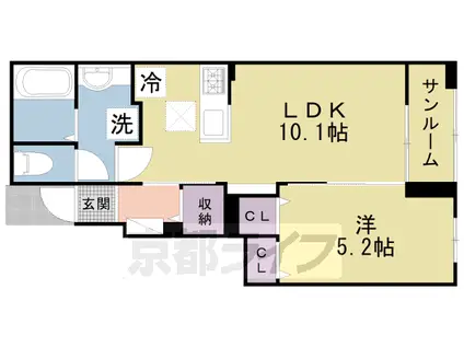 京阪電気鉄道京阪線 樟葉駅 徒歩15分 2階建 築3年(1LDK/1階)の間取り写真