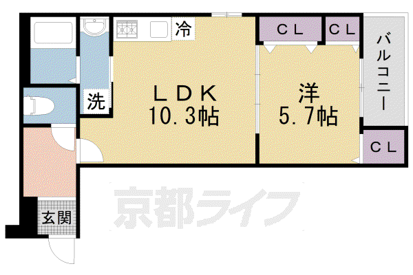 片町線 長尾駅(大阪) 徒歩5分 3階建 築2年(1LDK/3階)の間取り写真