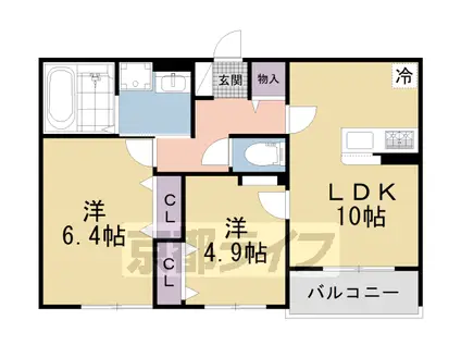 片町線 藤阪駅 徒歩23分 2階建 築1年(2LDK/1階)の間取り写真