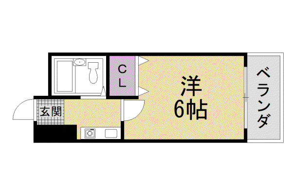 京阪電気鉄道京阪線 枚方市駅 徒歩7分 5階建 築38年(1K/3階)の間取り写真