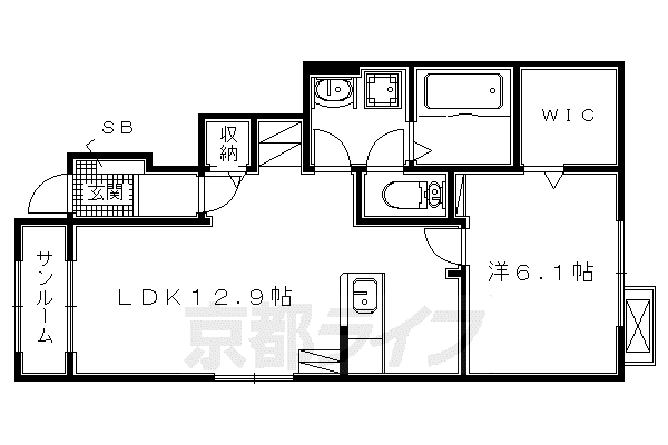 片町線 藤阪駅 徒歩42分 2階建 築6年(1LDK/1階)の間取り写真
