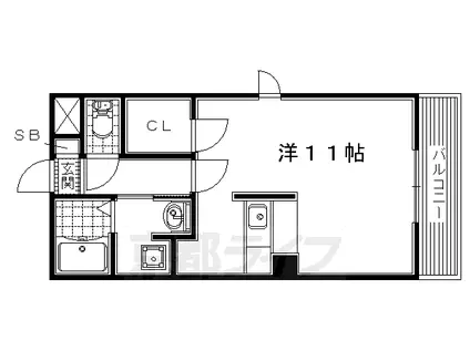 片町線 長尾駅(大阪) 徒歩4分 5階建 築20年(ワンルーム/2階)の間取り写真