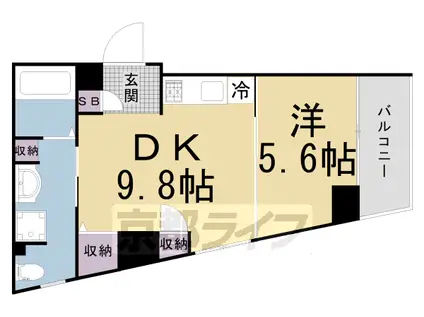 京阪電気鉄道京阪線 枚方市駅 徒歩6分 8階建 築13年(1DK/2階)の間取り写真