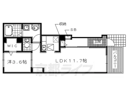 京阪電気鉄道京阪線 牧野駅 徒歩22分 2階建 築9年(1LDK/1階)の間取り写真
