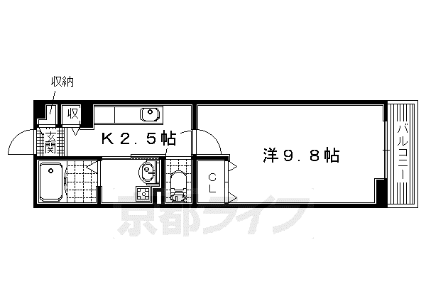 札幌市東豊線 美園駅 徒歩7分 2階建 築19年(1K/2階)の間取り写真