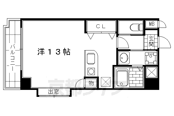 京都市東西線 東山駅(京都) 徒歩5分 4階建 築28年(1K/2階)の間取り写真