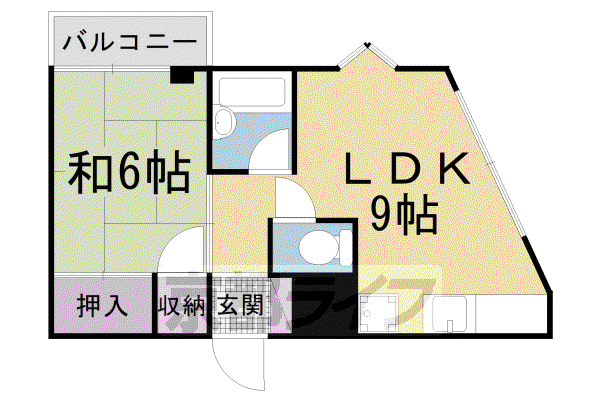 京阪電気鉄道京阪線 牧野駅 徒歩11分 3階建 築38年(1LDK/3階)の間取り写真
