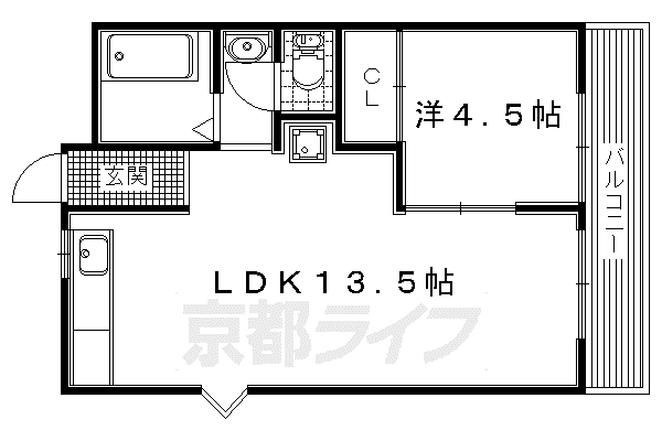 京阪電気鉄道京阪線 樟葉駅 徒歩27分 4階建 築50年(1LDK/1階)の間取り写真