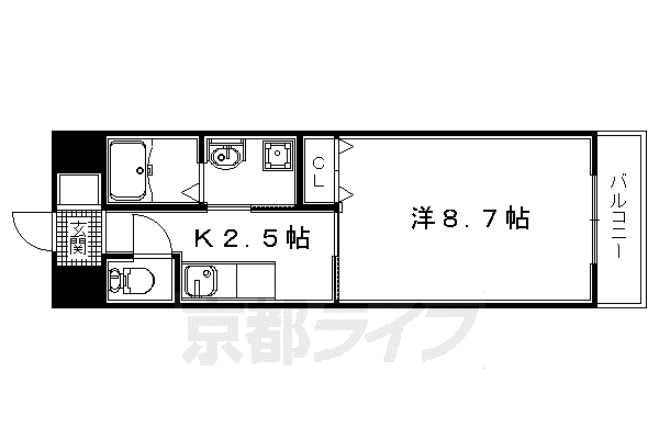 京阪電気鉄道京阪線 樟葉駅 徒歩7分 6階建 築20年(1K/4階)の間取り写真