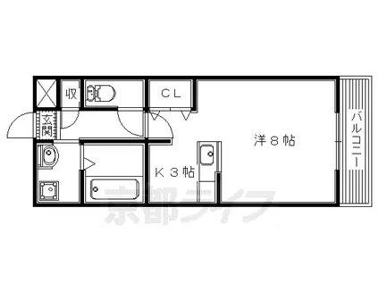 片町線 長尾駅(大阪) 徒歩25分 5階建 築22年(1K/4階)の間取り写真