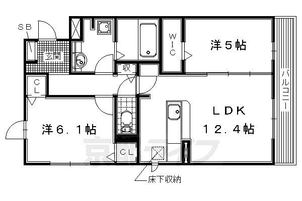 京阪電気鉄道京阪線 牧野駅 徒歩15分 3階建 築9年(2LDK/2階)の間取り写真