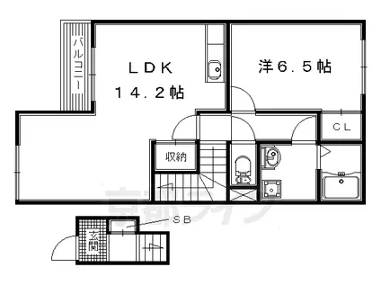 片町線 津田駅 徒歩10分 2階建 築18年(1LDK/2階)の間取り写真