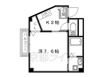 京阪電気鉄道交野線 宮之阪駅 徒歩2分 3階建 築23年(1K/2階)の間取り写真