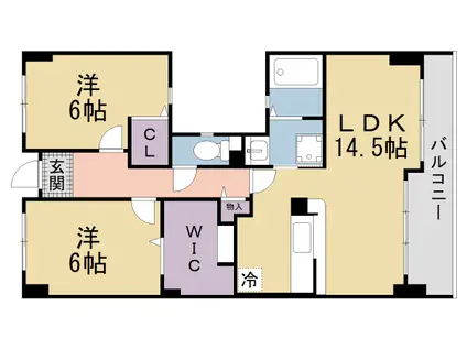 京阪電気鉄道京阪線 枚方公園駅 徒歩10分 3階建 築23年(2LDK/2階)の間取り写真