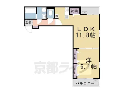 片町線 長尾駅(大阪) 徒歩7分 2階建 築5年(1LDK/2階)の間取り写真