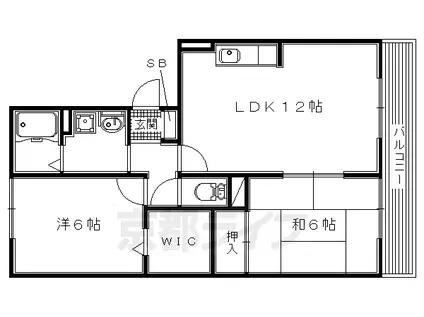 京阪電気鉄道京阪線 枚方公園駅 徒歩13分 3階建 築27年(2LDK/2階)の間取り写真