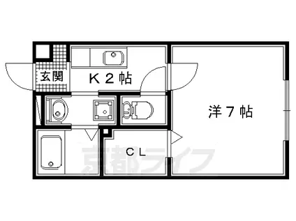 京阪電気鉄道京阪線 枚方公園駅 徒歩8分 2階建 築25年(1K/1階)の間取り写真