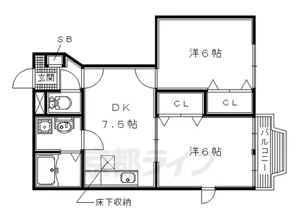 片町線 長尾駅(大阪) 徒歩11分 2階建 築24年(2DK/1階)の間取り写真