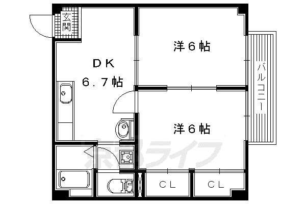 京阪電気鉄道交野線 交野市駅 徒歩15分 2階建 築34年(1LDK/1階)の間取り写真