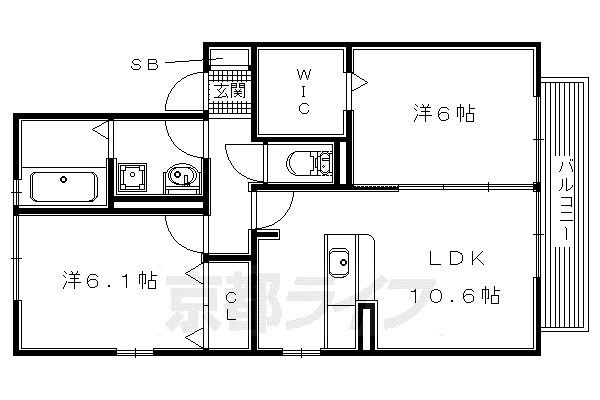 京阪電気鉄道京阪線 枚方市駅 徒歩35分 2階建 築15年(2LDK/1階)の間取り写真